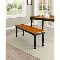 EDREES COOLHOME Autumn Lane Farmhouse Solid Wood Dining Bench, Black And Natural Finish -Amazon Store 51sbvd4ARxL