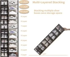 MMBABY 12 Pack X-Large Shoe Storage Box Shoe Box Clear Plastic Stackable Shoe Organizer Space Saving Foldable Shoe Container Fit Up To US Size 12 -Amazon Store 51sdGbAIRzL