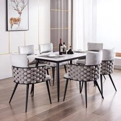 BFZ Mid-Century Modern Dining Chairs Set Of 4, Handmade Woven Kitchen Chairs, Suede Fabric Dining Chairs With Metal Legs For Kitchen, Dining Room, Living Room 22 BFZ Mid-Century Modern Dining Chairs Set Of 4, Handmade Woven Kitchen Chairs, Suede Fabric Dining Chairs With Metal Legs For Kitchen, Dining Room, Living Room -Amazon Store 51sgGmybhL. AC