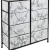 Sorbus Dresser With 8 Drawers - Furniture Storage Chest Tower Unit For Bedroom, Hallway, Closet, Office Organization - Steel Frame, Wood Top, Fabric Bins (Marble White – Black Frame) -Amazon Store 51sgX4TLIpL