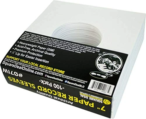 (100) Archival Quality Acid-Free Heavyweight Paper Inner Sleeves For 7" Vinyl Records #07IW 4 (100) Archival Quality Acid-Free Heavyweight Paper Inner Sleeves For 7" Vinyl Records #07IW - Image 2