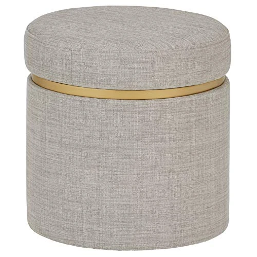 Amazon Brand – Rivet Asher Round Upholstered Storage Ottoman, 15.75"W, Light Grey 3 Amazon Brand – Rivet Asher Round Upholstered Storage Ottoman, 15.75"W, Light Grey