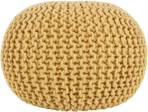 Artistic Weavers McIntosh Cotton Knitted Round Pouf 14"H X 20"W X 20"D,Saffron 5 Artistic Weavers McIntosh Cotton Knitted Round Pouf 14"H X 20"W X 20"D,Saffron - Image 3