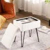 CUYOCA Vanity Stool Ottoman With Storage Bench, Faux Fur Stool For Vanity With Metal Legs, Makeup Chair Vanity Stool For Bedroom Living Room, White 2 CUYOCA Vanity Stool Ottoman With Storage Bench, Faux Fur Stool For Vanity With Metal Legs, Makeup Chair Vanity Stool For Bedroom Living Room, White -Amazon Store 51syTC8i81L