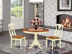EAST WEST FURNITURE 5 Pc Set With A Round Kitchen Table And 4 Leather Dinette Chairs In Linen White 19 EAST WEST FURNITURE 5 Pc Set With A Round Kitchen Table And 4 Leather Dinette Chairs In Linen White -Amazon Store 51t hy88kaL. AC