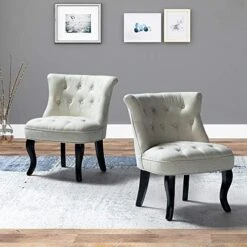 TINA'S HOME Modern Fabric Armless Accent Chairs Set Of 2, Upholstered Fabric Button Single Sofa Chair With Wooden Legs For Living Room, Comfy Tufted Bedroom Chairs For Dining Room (Navy) -Amazon Store 51t9I0mj3AL. AC