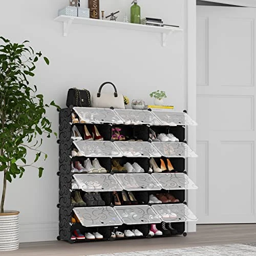 BASTUO Shoe Rack Organizer 48 Pairs Portable Shoe Storage Shelf Cabinet Narrow Standing Stackable Space Saver For Closet, Entryway, Hallway, Stand Expandable For Heels, Boots, Slippers, Black 3 BASTUO Shoe Rack Organizer 48 Pairs Portable Shoe Storage Shelf Cabinet Narrow Standing Stackable Space Saver For Closet, Entryway, Hallway, Stand Expandable For Heels, Boots, Slippers, Black