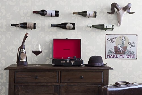 Rustic State Wall Mount Iron Wine Bottle Holder Rack For All Adult Beverages Or Liquor Set Of 3 Black 4 Rustic State Wall Mount Iron Wine Bottle Holder Rack For All Adult Beverages Or Liquor Set Of 3 Black - Image 2