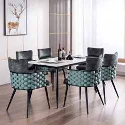 BFZ Mid-Century Modern Dining Chairs Set Of 4, Handmade Woven Kitchen Chairs, Suede Fabric Dining Chairs With Metal Legs For Kitchen, Dining Room, Living Room 30 BFZ Mid-Century Modern Dining Chairs Set Of 4, Handmade Woven Kitchen Chairs, Suede Fabric Dining Chairs With Metal Legs For Kitchen, Dining Room, Living Room -Amazon Store 51tMkSZpTKL. AC