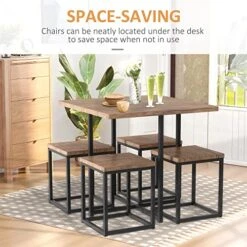 HOMCOM 5 Piece Dining Table Set For 4, Kitchen Table And Chairs For Breakfast Nook, Small Space, Apartment, Space Saving, Walnut Wood Color 13 HOMCOM 5 Piece Dining Table Set For 4, Kitchen Table And Chairs For Breakfast Nook, Small Space, Apartment, Space Saving, Walnut Wood Color -Amazon Store 51tbBI3WKcL