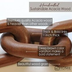 Product Elevations Acacia Wood Chain Link Decor-Modern Home Decor For Farmhouse, Book Shelves, And Racks-Rustic Coffee Table Decor (Brown) 12 Product Elevations Acacia Wood Chain Link Decor-Modern Home Decor For Farmhouse, Book Shelves, And Racks-Rustic Coffee Table Decor (Brown) -Amazon Store 51tl2UIm5vL