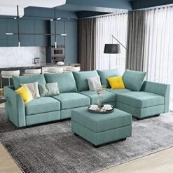 HONBAY Oversized Sectional Sofa With Wide Chaise Reversible Sectional Modular Sofa Couch With Ottomans U Shaped Corner Sectional With Storage For Living Room, Office, Spacious Space,Grey -Amazon Store 51toaJ83fpL. AC
