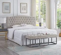 24KF Upholstered Tufted Long Bench Seats With Metal Frame Leg, Linen Bench Ottoman With Padded Seat-Linen -Amazon Store 51tqlx5WryL