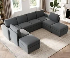 LINSY HOME Modular Sectional Sofa, U Shape Oversized Sofa Couch With Storage, Memory Foam, Modular Sectionals With Ottomans, 7 Seat Living Room Furniture Sofa Sets With Chaise, Blue -Amazon Store 51u1RPDqWwL. AC