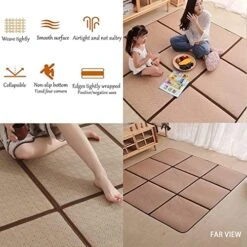 MYOYAY Large Japanese Tatami Mat 71x 71in Large Summer Breathable Sleeping Mat Foldable Rattan Floor Mat Non-Slip Memory Foam Stitching Carpet Crawling Mats Living Room Bedroom Playroom Yoga (Brown) -Amazon Store 51u5wwTHTBL