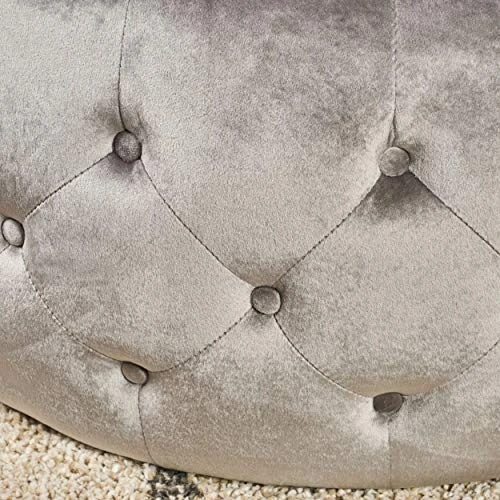 Christopher Knight Home Ivy Glam Velvet And Tempered Glass Coffee Table Ottoman, Smoke, Black 4 Christopher Knight Home Ivy Glam Velvet And Tempered Glass Coffee Table Ottoman, Smoke, Black - Image 2