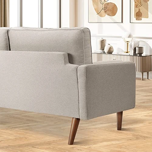 Koorlian Beige Small Couches, 68 Inch Fabric Loveseat Sofa, 2 Seater Couch For Small Space, Button Tufted Seat Cushion, Square Armrest, 2 Throw Pillows, Modern Sofa For Bedroon, Living Room, Apartment 7 Koorlian Beige Small Couches, 68 Inch Fabric Loveseat Sofa, 2 Seater Couch For Small Space, Button Tufted Seat Cushion, Square Armrest, 2 Throw Pillows, Modern Sofa For Bedroon, Living Room, Apartment - Image 5