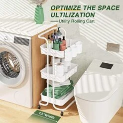 LEHOM 3-Tier Rolling Utility Cart With Hanging Cups & Hooks & Handle, Multifunctional Art Cart Organizer Storage With Wheels, Easy Assembly For Office, Bedroom, Kitchen, Bathroom, Laundry (White) 13 LEHOM 3-Tier Rolling Utility Cart With Hanging Cups & Hooks & Handle, Multifunctional Art Cart Organizer Storage With Wheels, Easy Assembly For Office, Bedroom, Kitchen, Bathroom, Laundry (White) -Amazon Store 51uM4jD6E2L