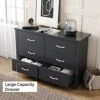 LINSY HOME 6 Drawer Dresser, Black Dresser For Bedroom, Modern Double Dresser Organizer, Black Wood Dresser Chest Of Drawers For Baby,Kids Bedroom 2 LINSY HOME 6 Drawer Dresser, Black Dresser For Bedroom, Modern Double Dresser Organizer, Black Wood Dresser Chest Of Drawers For Baby,Kids Bedroom -Amazon Store 51uPJN31dkL