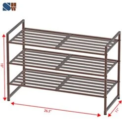 Simple Houseware 3-Tier Stackable Metal Panel Shoes Rack, Bronze -Amazon Store 51uUl6fWIdS