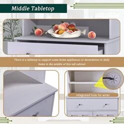 Winwee 71" Multifunctional One-Body Style Kitchen Buffet Large Cabinet, Farmhouse Style Storage Pantry With Glass Doors, A Large Drawer And Adjustable Shelves (Antique White) 17 Winwee 71" Multifunctional One-Body Style Kitchen Buffet Large Cabinet, Farmhouse Style Storage Pantry With Glass Doors, A Large Drawer And Adjustable Shelves (Antique White) -Amazon Store 51uV2XUCR8L 2