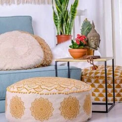 Mandala Life ART Blue Pouf Ottoman Cover -24x8 Inches - Moroccan Décor Pouffe Footstool For Kids Room Living Bedroom Bohemian Furniture -Amazon Store 51ub7f80hKL. AC