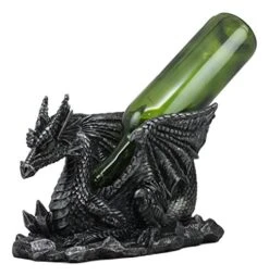 Ebros The Voyage Of The Crystal Dragon Wine Holder Statue 12"Long Mythical Guardian Dragon Wine Bottle Caddy Storage Organizer Kitchen Decor Figurine