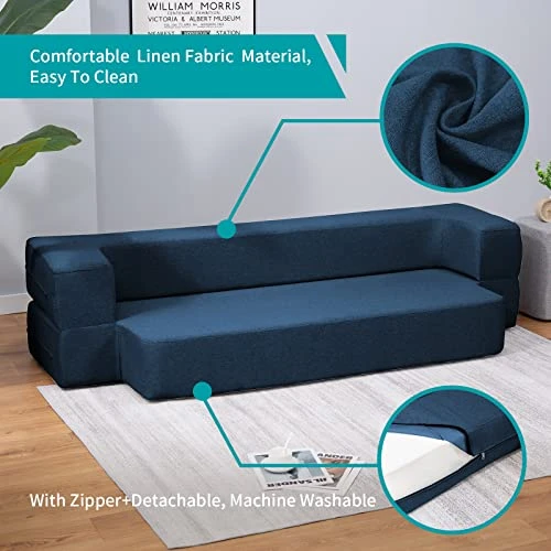 BALUS Folding Sofa Bed, Convertible Sleeper Sofa Bed Queen,Floor Couch Bed,Futon Sofa Bed Memory Foam Mattress,Floor Sofa Bed Twin For Living Room/Bedroom/Guest Room/Home Office,Navy Blue 5 BALUS Folding Sofa Bed, Convertible Sleeper Sofa Bed Queen,Floor Couch Bed,Futon Sofa Bed Memory Foam Mattress,Floor Sofa Bed Twin For Living Room/Bedroom/Guest Room/Home Office,Navy Blue - Image 3