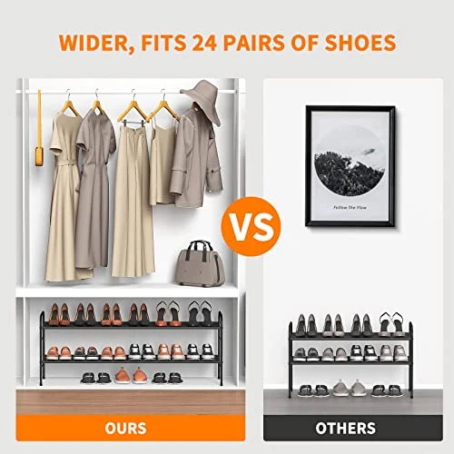 Coonoor 2-Tier Long Shoe Rack Storage For Wide Shoe Shelf Organizer,Black 7 Coonoor 2-Tier Long Shoe Rack Storage For Wide Shoe Shelf Organizer,Black - Image 5