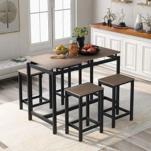 Recaceik 5 PCS Dining Table Set, Modern Kitchen Table And Chairs For 4, Wood Pub Bar Table Set Perfect For Breakfast Nook, Small Space Living Room 11 Recaceik 5 PCS Dining Table Set, Modern Kitchen Table And Chairs For 4, Wood Pub Bar Table Set Perfect For Breakfast Nook, Small Space Living Room - Image 9