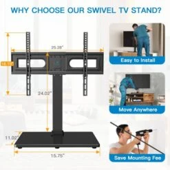 PERLESMITH Universal Swivel TV Stand Mount For 37-65,70,75 Inch LCD OLED Flat/Curved Screen TVs-Height Adjustable Table Top TV Stand/Base With Wire Management,VESA 600x400mm Up To 88lbs,PSTVS18 -Amazon Store 51uqCcxY9xL