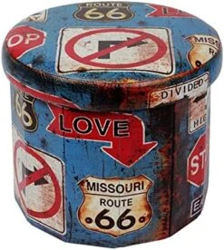 B FSOBEIIALEO Folding Storage Ottoman Round, Faux Leather Foot Rest Seat, Storage Organizer Toy Chest 15" (Route 66 Barrel) 12 B FSOBEIIALEO Folding Storage Ottoman Round, Faux Leather Foot Rest Seat, Storage Organizer Toy Chest 15" (Route 66 Barrel) -Amazon Store 51uqWVT4kkL. AC