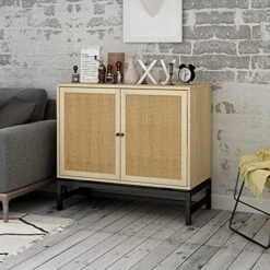 Goujxcy Rattan Accent Storage Cabinet, Farmhouse Wood Sideboard Buffet Cabinet With 2 Doors And Adjustable Shelves, Kitchen Cupboard Server Console Table For Dining Room, Bedroom, Hallway, Black 23 Goujxcy Rattan Accent Storage Cabinet, Farmhouse Wood Sideboard Buffet Cabinet With 2 Doors And Adjustable Shelves, Kitchen Cupboard Server Console Table For Dining Room, Bedroom, Hallway, Black -Amazon Store 51uqYqNY1vS. AC