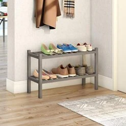 INTERBUILD Acacia Solid Wood Shoe Storage Organizer 2-Tier Stackable Shoe Rack, Dusk Gray 12 INTERBUILD Acacia Solid Wood Shoe Storage Organizer 2-Tier Stackable Shoe Rack, Dusk Gray -Amazon Store 51uspfviUjL