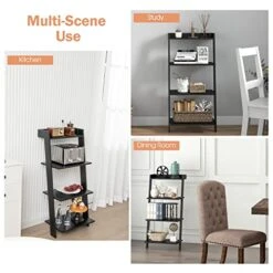 Giantex 4-Tier Wooden Ladder Shelf - Wall Leaning Storage Shelves With Anti-toppling Device, Anti-Falling Baffles, Ladder Bookshelf Organizer For Living Room, Bedroom, Small Place, Black 17 Giantex 4-Tier Wooden Ladder Shelf - Wall Leaning Storage Shelves With Anti-toppling Device, Anti-Falling Baffles, Ladder Bookshelf Organizer For Living Room, Bedroom, Small Place, Black -Amazon Store 51ux7VdtfVL