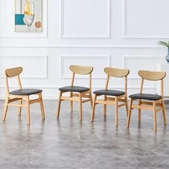 55" Dining Table For 4 To 6, Retro Wooden Kitchen Table Furniture With Rattan Weave Design Legs, Mid-Century Modern Imitation Rattan Dining Room Table For Dining Room, Living Room And Office, Oak -Amazon Store 51v3o3LpFOL. AC