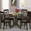 East West Furniture Wooden Dining Table Set- 4 Great Dining Room Chairs - A Lovely Round Dining Table- Faux Leather Seat And Cappuccino Finish Round Wooden Table -Amazon Store 51vBrNshEXL