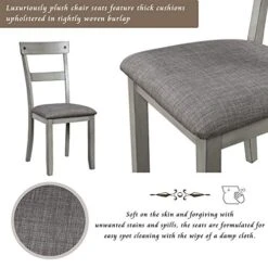 5 Piece Dining Table Set, Wooden Kitchen Dining Table Set With Square Table And 4 Upholstered Chairs For Kitchen, Dining Room, Family And Apartment (Light Gray+4 Person) 21 5 Piece Dining Table Set, Wooden Kitchen Dining Table Set With Square Table And 4 Upholstered Chairs For Kitchen, Dining Room, Family And Apartment (Light Gray+4 Person) -Amazon Store 51vDLB0A7pL