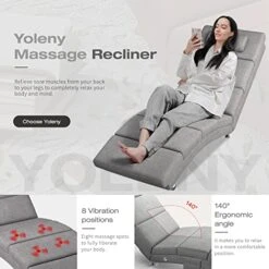 YOLENY Massage Chaise Lounge,Electric Recliner Heated Chair,Ergonomic Indoor Chair, Modern Long Lounger For Office Or Living Room,Linen&Grey -Amazon Store 51vHg74jTdL