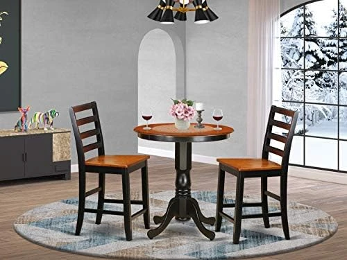 East West Furniture EDFA3-BLK-W Dining Set, 3 Pieces, Black 10 East West Furniture EDFA3-BLK-W Dining Set, 3 Pieces, Black - Image 8
