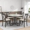 RUNWON 4 5-Piece Set-Marble Top Round Table With X-Back Wood Chairs For Family And Home Kitchen Dining, Gray -Amazon Store 51vMxSO91RL