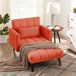 AWQM Convertible Chair Bed Sleeper,3-in-1 Futon Sofa Bed Chair With Adjustable Backrest,Tufted Velvet Chaise Lounge Sofa Bed Couch, Sleeper Chair Recliner Sofa Chair For Small Space,Red -Amazon Store 51vOofC4LQL