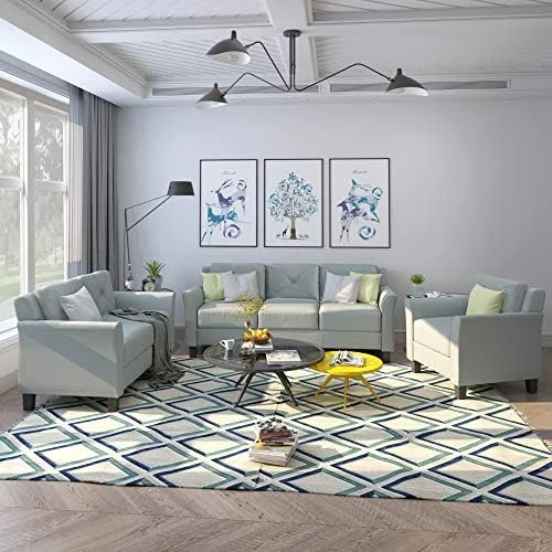 Harper & Bright Designs 3-Piece Living Room Storage Sofa Set With 3-Seat Couch, Loveseat And Single Armchair, Silver Nailhead Trim/Hidden Storage Space Under Seat/Classical Wooden Legs/Beige Fabric 11 Harper & Bright Designs 3-Piece Living Room Storage Sofa Set With 3-Seat Couch, Loveseat And Single Armchair, Silver Nailhead Trim/Hidden Storage Space Under Seat/Classical Wooden Legs/Beige Fabric - Image 9