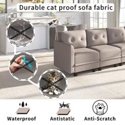 LLappuil Modular Sofa Middle Module With Storage For Customizable Sectional Couch, Accent Armless Chair, Waterproof, Anti-Scratch And Antistatic Fabric Sectional, Brown -Amazon Store 51vPXN30eDL 1