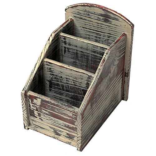 MyGift Rustic Torched Wood Remote Control Holder For Table With 3 Compartments, Living Room TV Media Organizer 4 MyGift Rustic Torched Wood Remote Control Holder For Table With 3 Compartments, Living Room TV Media Organizer - Image 2