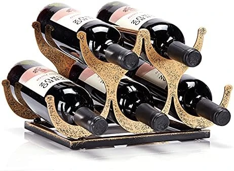 Aayla Wine Holder Rack - Metal Gold Tabletop Wine Bottle Holders, Holds 5 Wine Bottles, Assembly Required, For Wine Lovers To Store The Wine Collection 6 Aayla Wine Holder Rack - Metal Gold Tabletop Wine Bottle Holders, Holds 5 Wine Bottles, Assembly Required, For Wine Lovers To Store The Wine Collection - Image 4