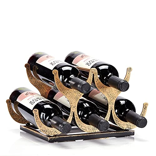 Aayla Wine Holder Rack - Metal Gold Tabletop Wine Bottle Holders, Holds 5 Wine Bottles, Assembly Required, For Wine Lovers To Store The Wine Collection 3 Aayla Wine Holder Rack - Metal Gold Tabletop Wine Bottle Holders, Holds 5 Wine Bottles, Assembly Required, For Wine Lovers To Store The Wine Collection