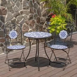 Zaer Ltd. Mosaic Tile Furniture (Bistro Set (1 Table, 2 Chairs), Phoenix Colorful) -Amazon Store 51vWKSZ84GL. AC