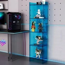 PEAKPT Multipurpose Shelf Display Rack, Standing Storage Shelves For Bedroom, Display Room, Office, Modern Acrylic Bookshelf,15.7" Dx9.8 Wx59.8 H,Brown -Amazon Store 51vXdyaAYLL. AC