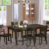 East West Furniture HELY7-CAP-W 7 Piece Dining Set Consist Of A Rectangle Dining Room Table With Pedestal And 6 Kitchen Chairs, 42x72 Inch, Cappuccino -Amazon Store 51vho0vPM9L